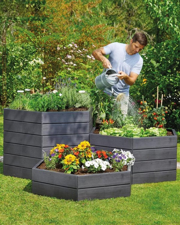 8599285_02V_exaco-hexagonal-plastic-raised-garden-bed-planter-tif.jpg ERGO Modular Stacking Raised Beds, Hexagonal